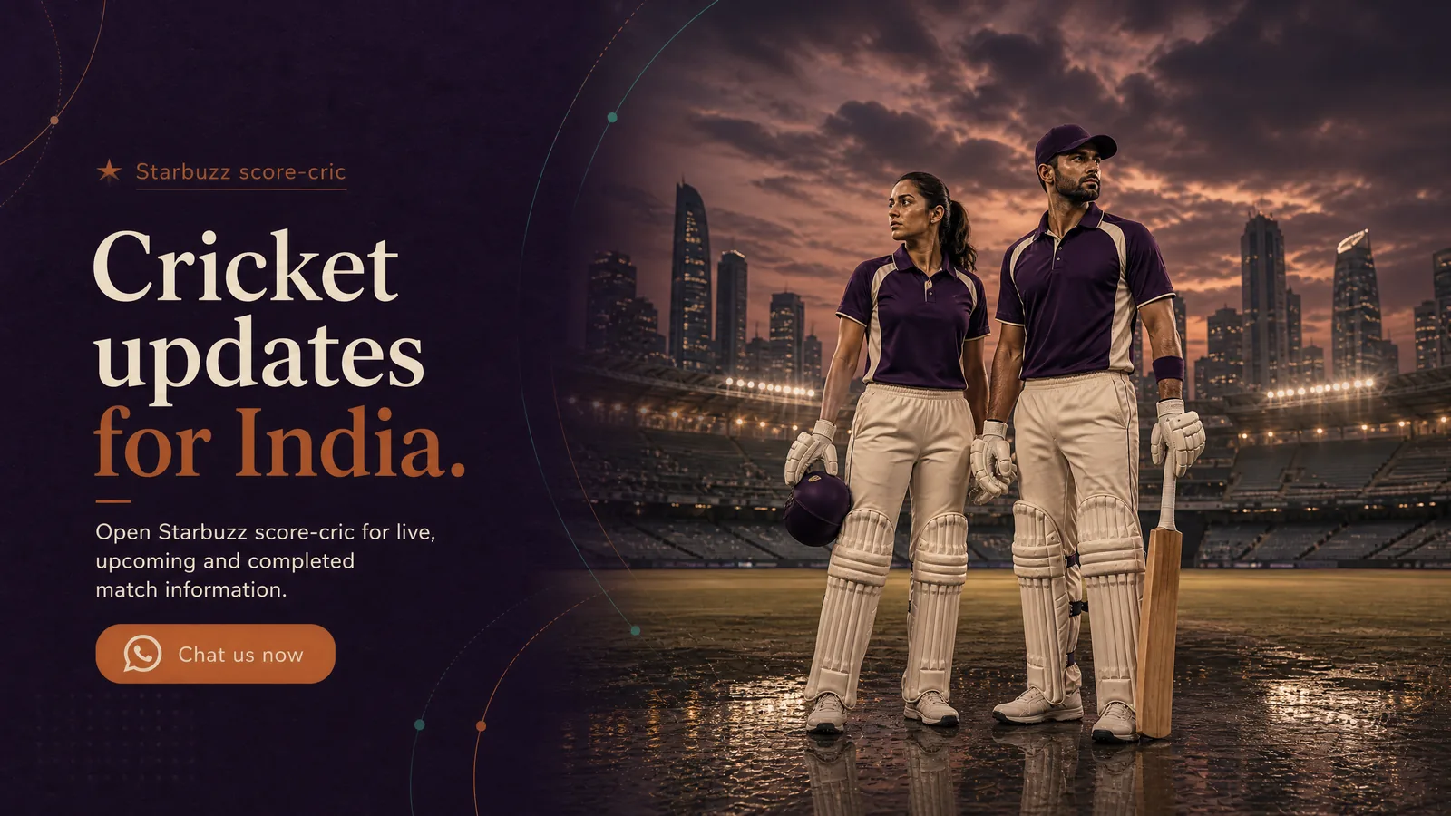 Cricket updates for India. Open Starbuzz score-cric for live, upcoming and completed match information.